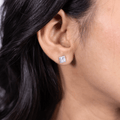 Square Halo Stud Earrings - Onira Jewels