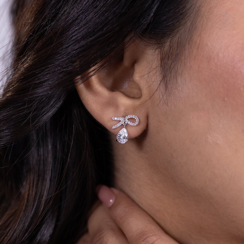Bow Drop Sparkle Earrings