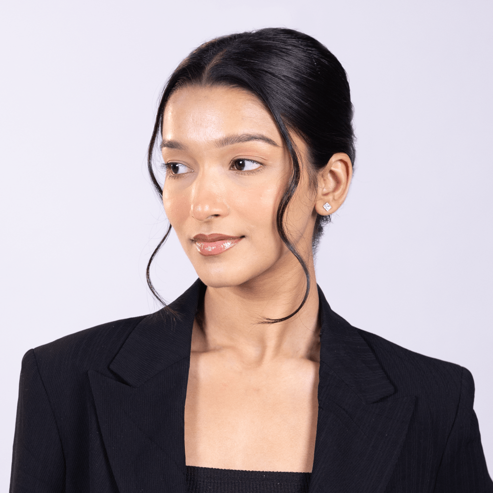 Square Halo Stud Earrings - Onira Jewels