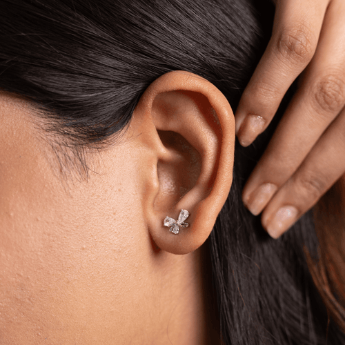 Bow Crystal Stud Earrings - Onira Jewels