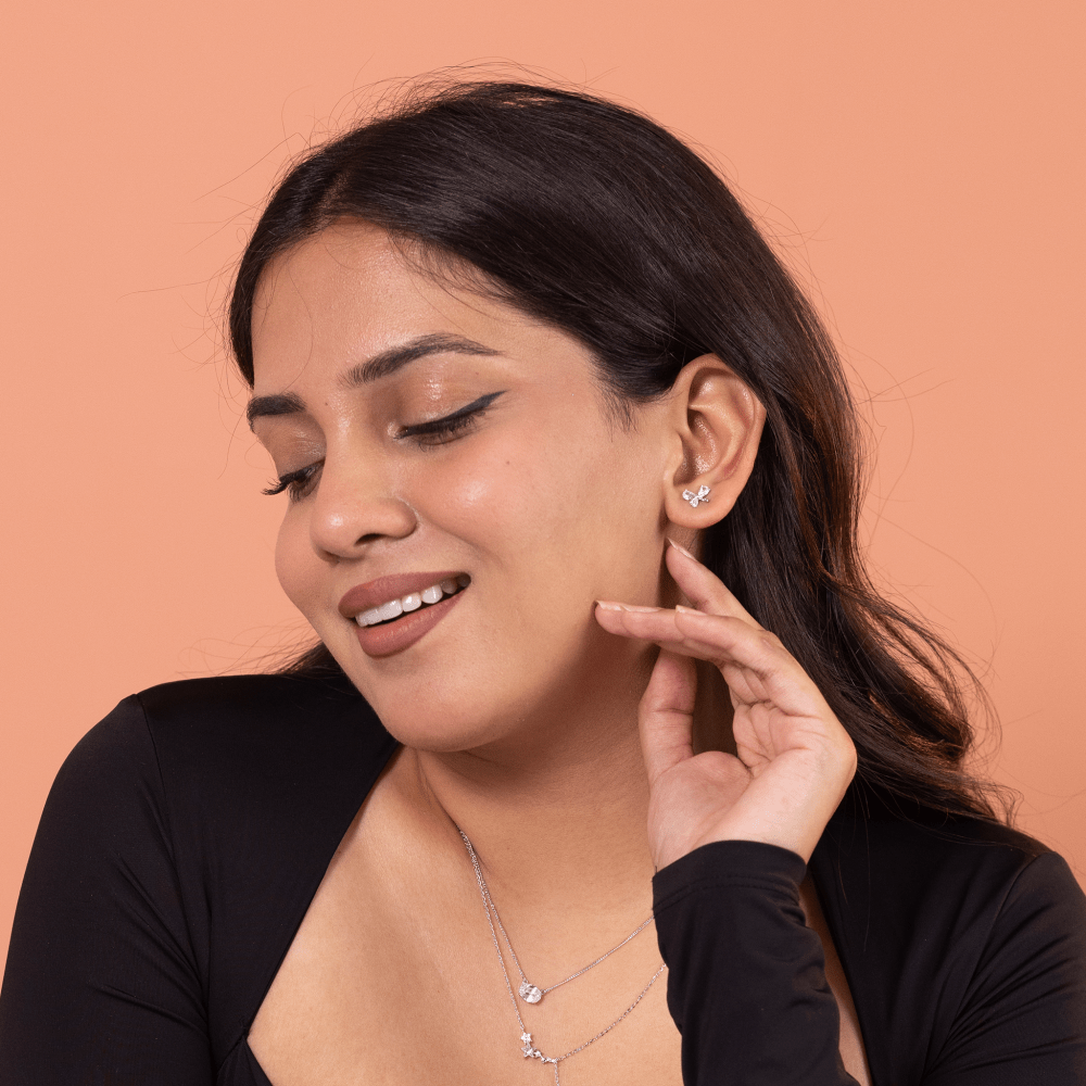 Bow Crystal Stud Earrings - Onira Jewels