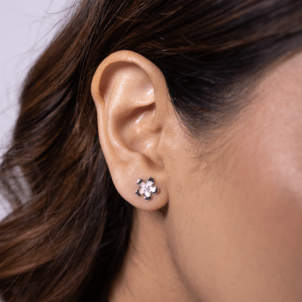 White Blossom Stud Earrings - Onira Jewels