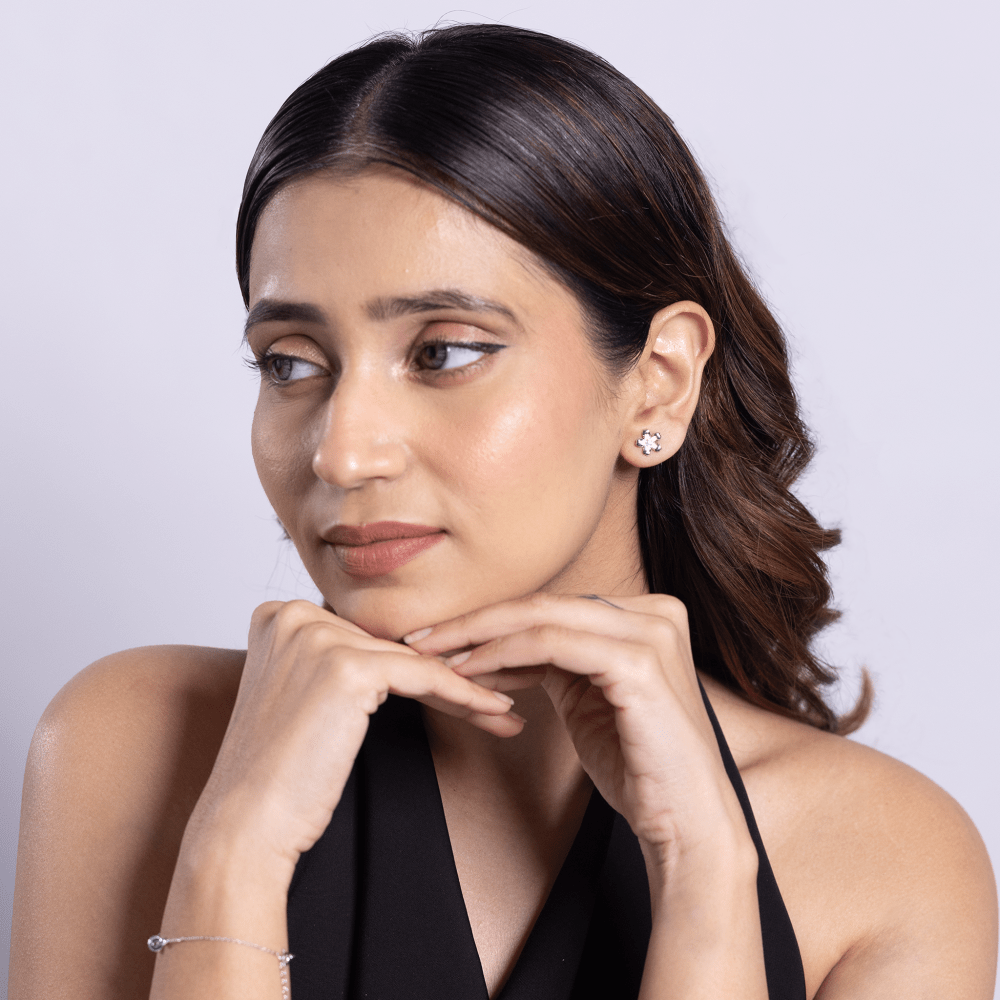 White Blossom Stud Earrings - Onira Jewels