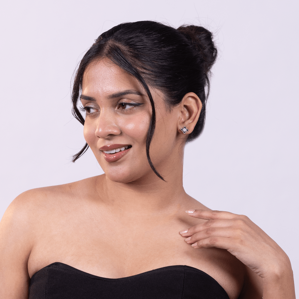Noir Clover Stud Earrings - Onira Jewels
