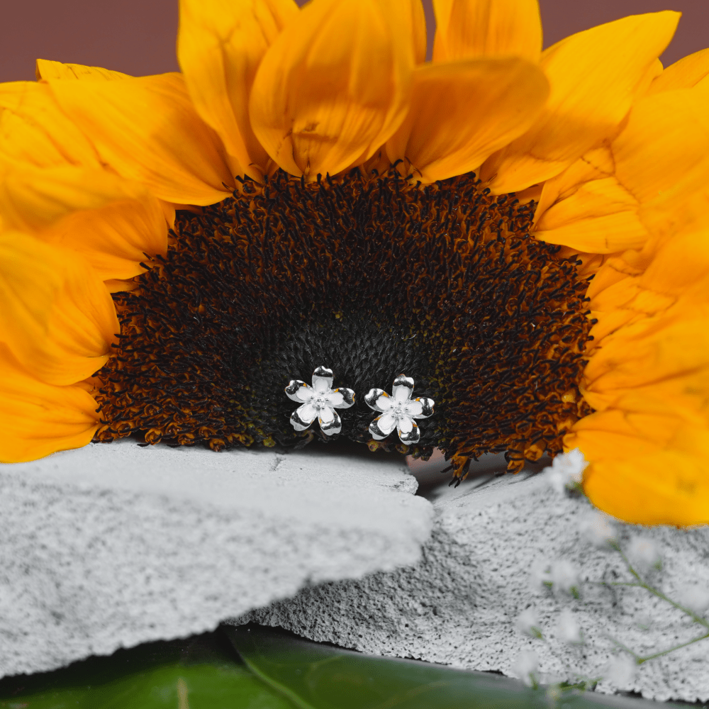White Blossom Stud Earrings - Onira Jewels