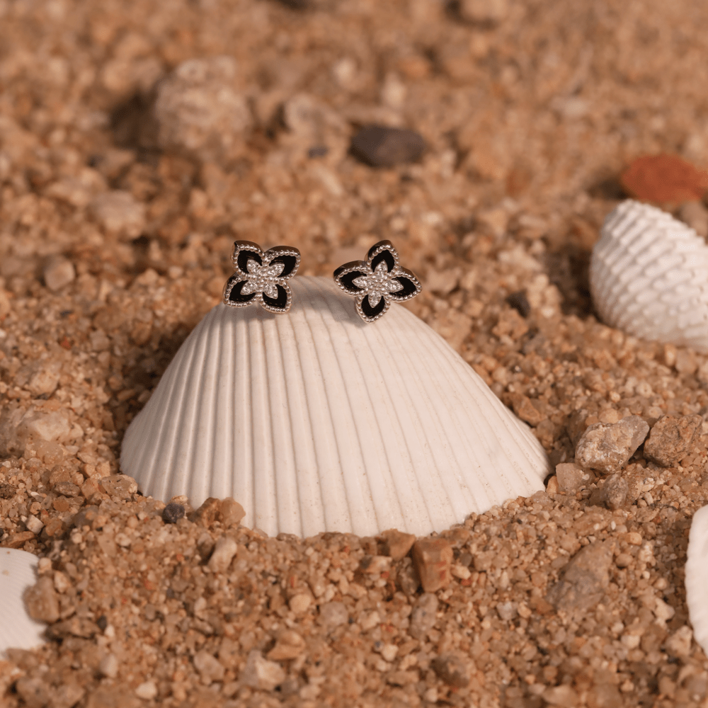 Noir Clover Stud Earrings - Onira Jewels
