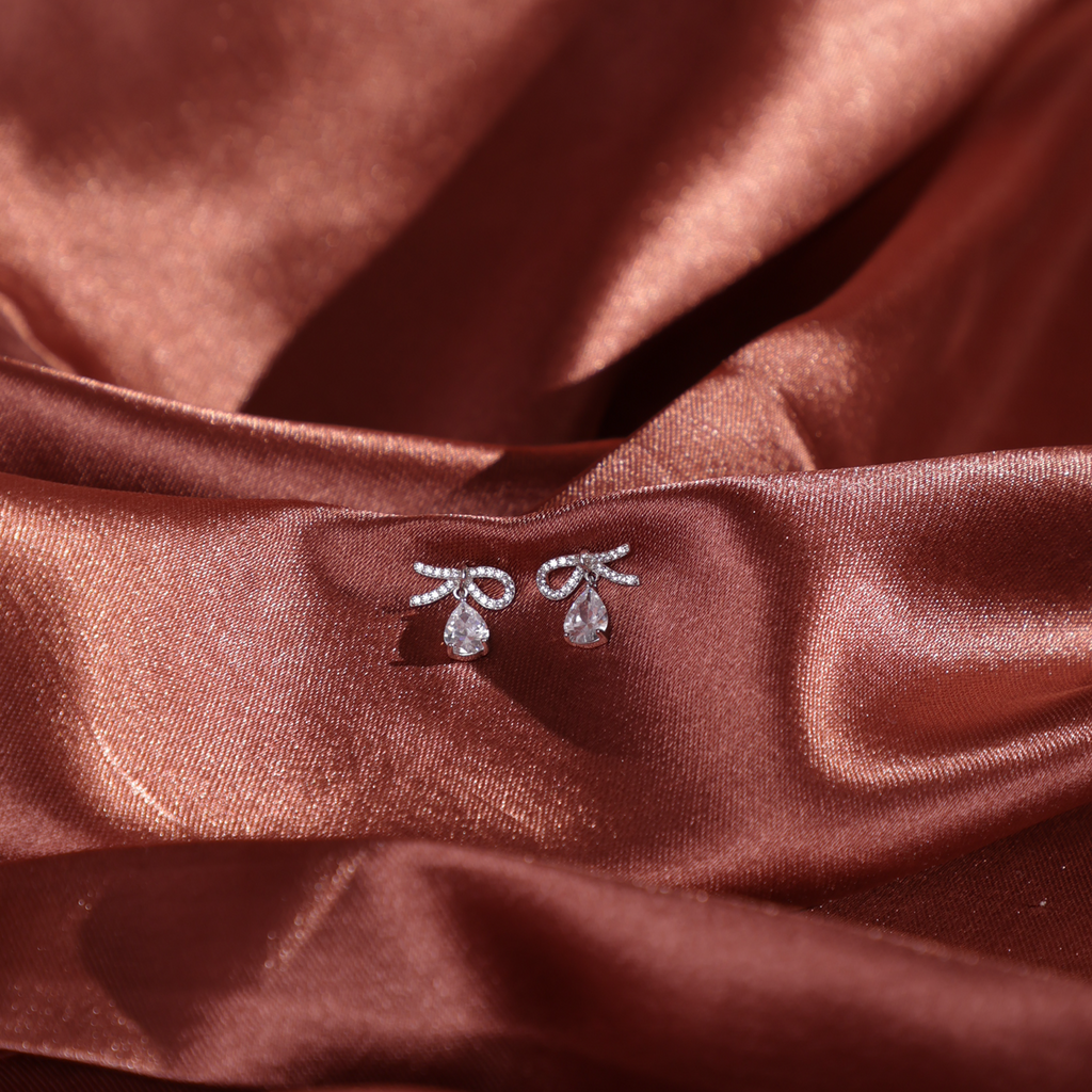 Bow Drop Sparkle Earrings