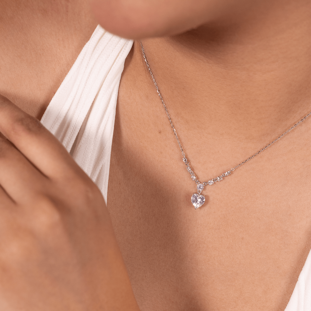Heart Drop Cluster Necklace - Onira Jewels