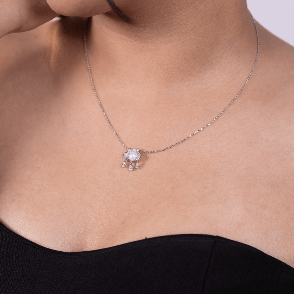 Pearl Bloom Drop Necklace - Onira Jewels