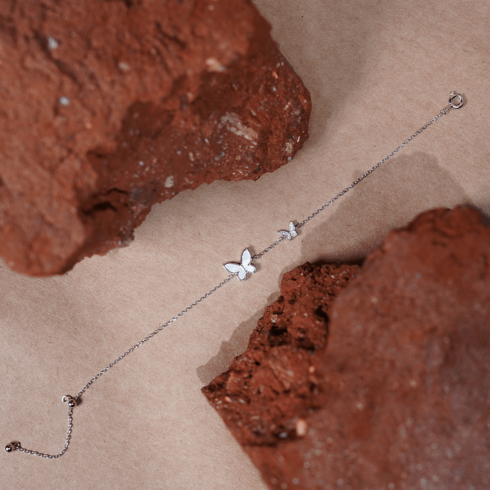 Dual Butterfly Silver Bracelet - Onira Jewels
