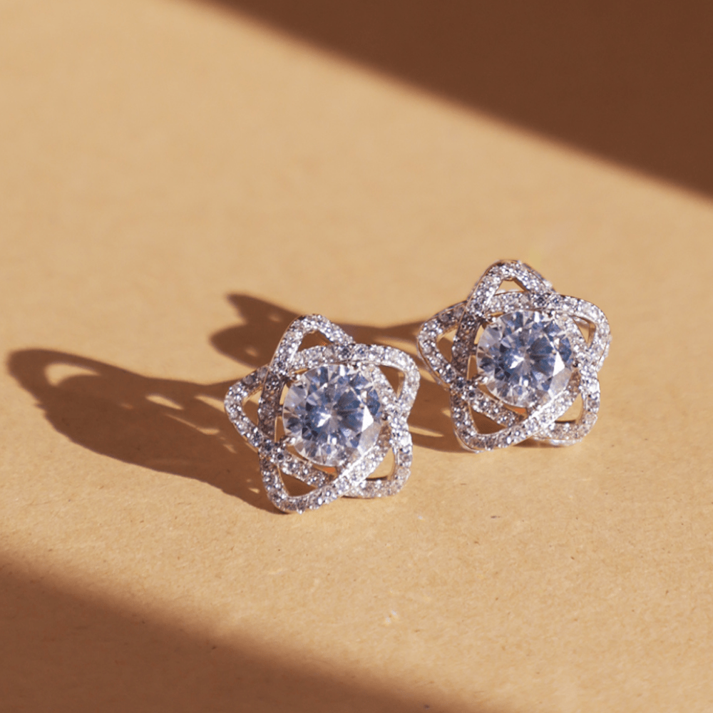 Stellar Halo Stud Earrings - Onira Jewels