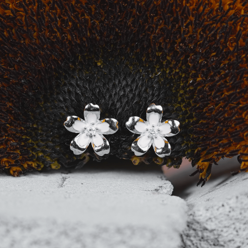 White Blossom Stud Earrings - Onira Jewels