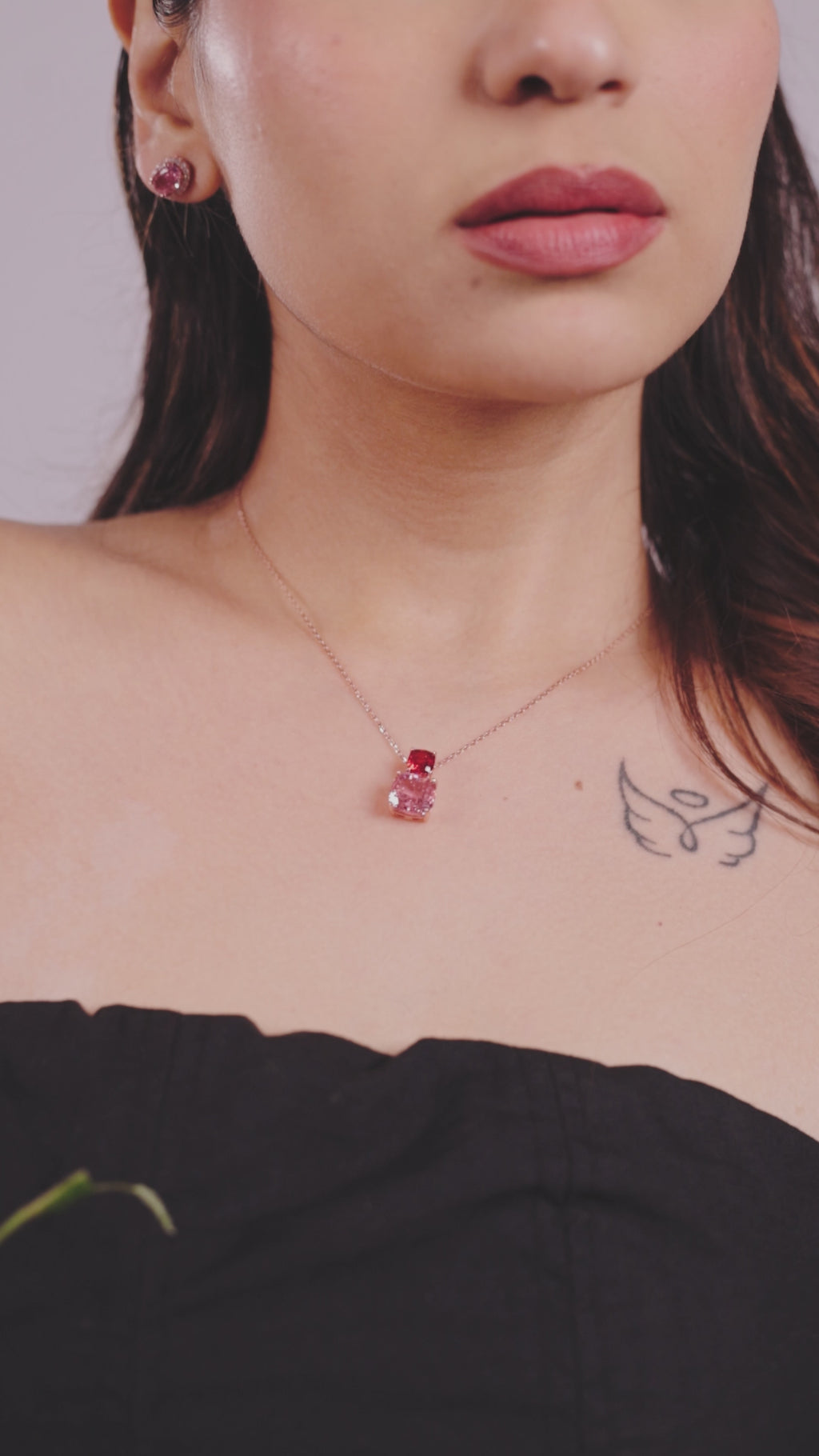 Rose Duo Drop Necklace